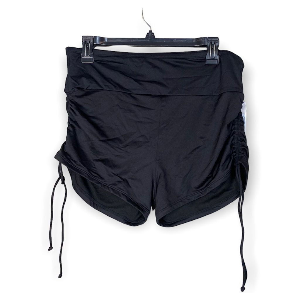 Nwt Sonnet Shores Mid Rise adjustable coverage Bikini Black Bottom Shorts
